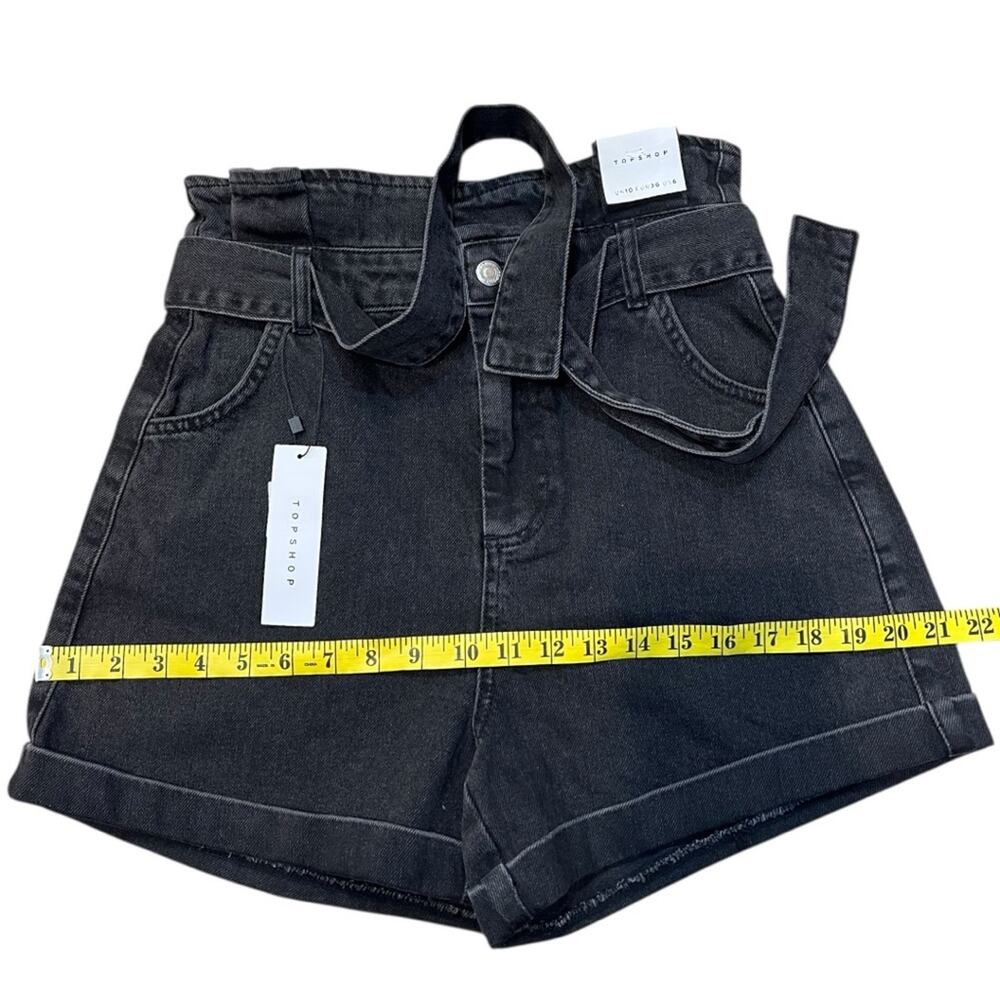 Topshop Washed Black Grey Paper Bag High Rise Denim Jean Shorts 6 NWT - Picture 11 of 13